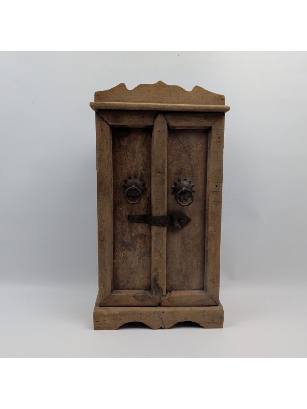 Vintage Gothic Wooden Cabinet Jewelry Box Double Panel Door Dark Academia Witchy